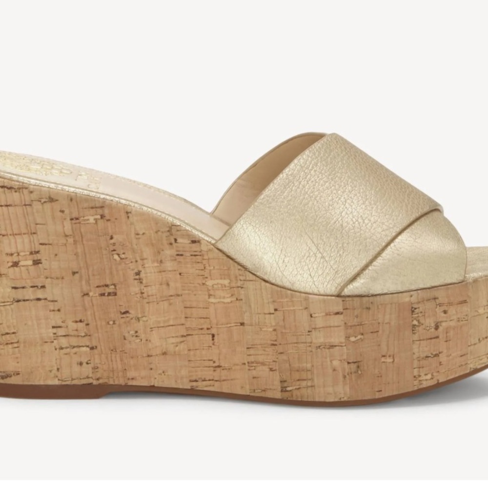 Vince Camuto Kessina Women's Leather Cork Wedge Sandals - Picture 3 of 14